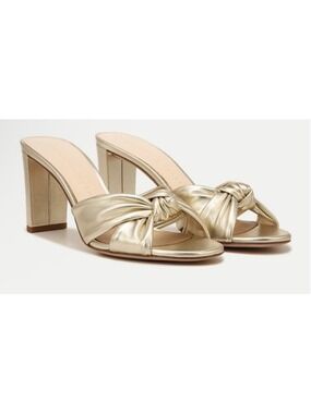 Veronica Beard Ganita Metallic Knot Slide Sandals Gold Size 8.5